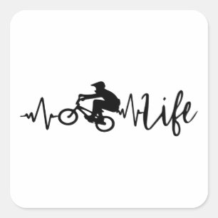 BMX Bike Rider Life Heartbeat Square Sticker