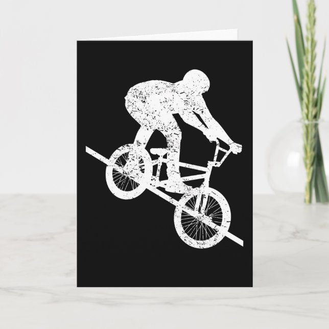 BMX Bike Rider Railing Grind Retro Gift Card (Front)