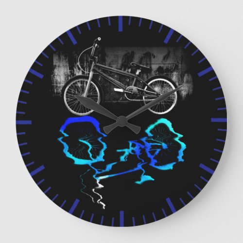 BMX Bike Sport Colored Reflection Large Clock
