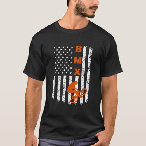 Bmx Bike Sport Usa American Flag For Motocross Bik T_Shirt