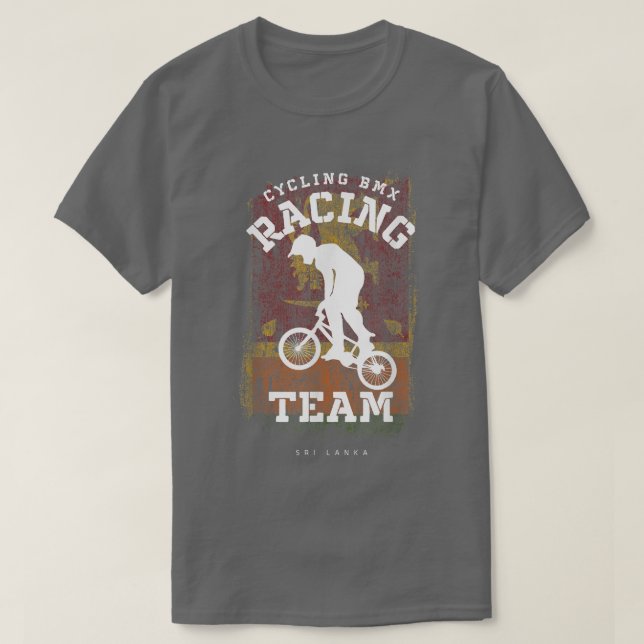 BMX Bike Sri Lanka Flag Biking Cycling Racing BMX  T-Shirt (Design Front)