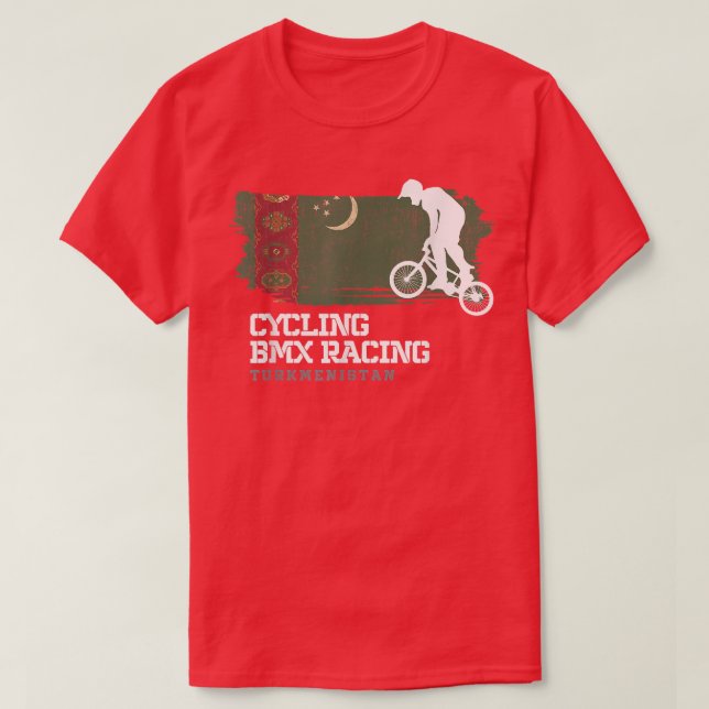 BMX Bike Turkmenistan Flag Biking Cycling Racing B T-Shirt (Design Front)