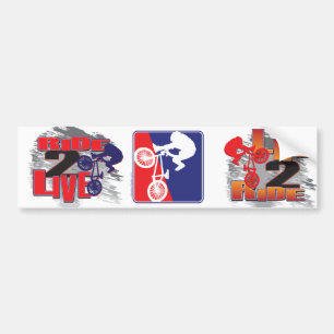 BMX Biker Red White and Blue Bumper Sticker