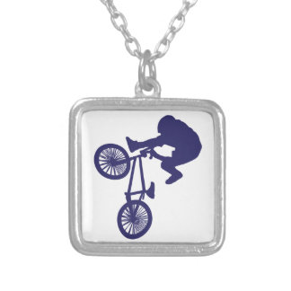 BMX Biker Silver Plated Necklace