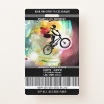 BMX Birthday Invitation VIP Pass Badge