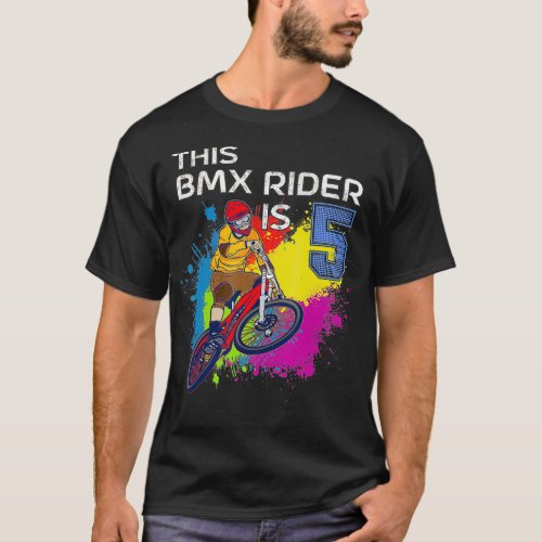 BMX Birthday Party Boys Dirt Bike Biking 5th 5 Yea T_Shirt