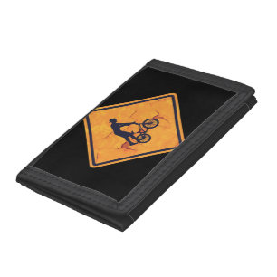 BMX caution sign Trifold Wallet