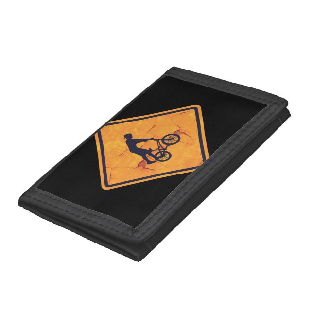 BMX caution sign Trifold Wallet (Bottom)