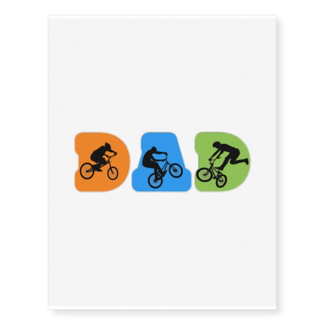 Bmx dad gift for fathers day temporary tattoos (Front)