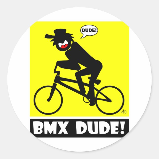 BMX DUDE-18 CLASSIC ROUND STICKER (Front)