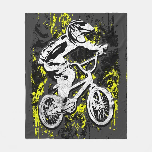 Bmx Flatland - Gray Grunge Bmx Fleece Blanket (Front)
