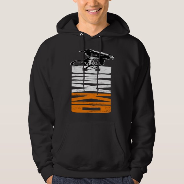 BMX  for Kids of All Ages Distressed Cycling BMX Hoodie (Front)