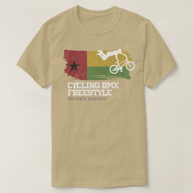 BMX Freestyle Bike Guinea Bissau Flag Biking Cycli T-Shirt (Design Front)