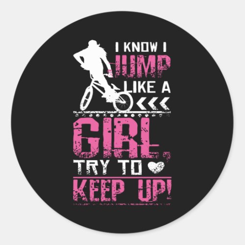 Bmx Freestyle Girl Classic Round Sticker