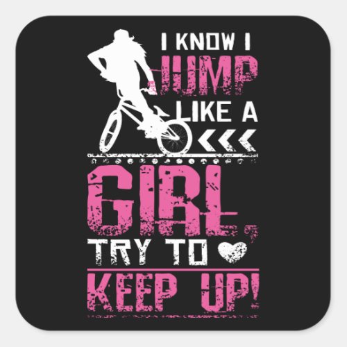 Bmx Freestyle Girl Square Sticker