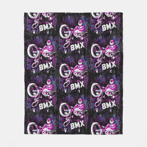 Bmx Freestyle Trick Jump _ Bmx Fleece Blanket