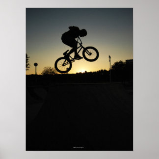 BMX freestyler stunt jump Poster