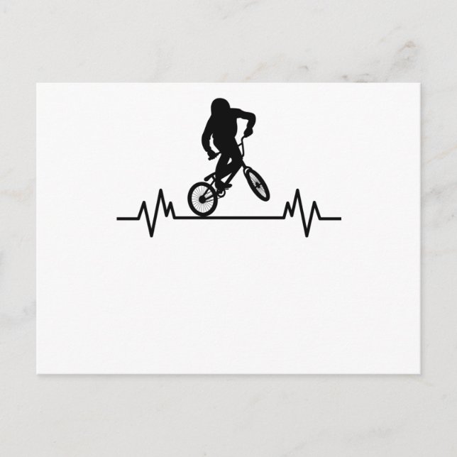 BMX Heartbeat Design Funny Rider Cycling Bike Gift Postcard (Front)