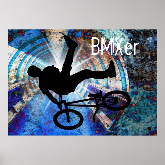 BMX in a Grunge Tunnel Poster (Front)