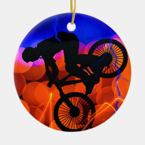 BMX in Light Crystals and Lightning Ceramic Ornament