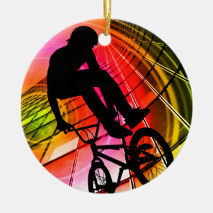 BMX in Lines & Circles Ceramic Ornament