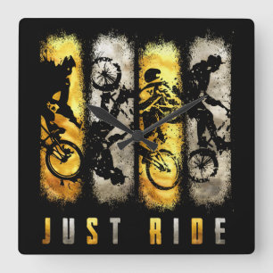 Bmx Just Ride   Bmx Gold Square Wall Clock
