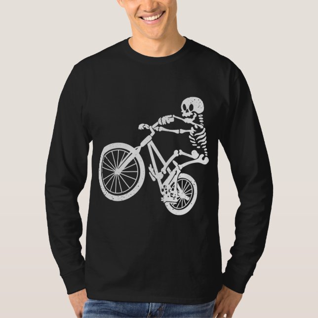 BMX Mountain Bike Skeleton I BMX Cyclist Biker T-Shirt (Front)