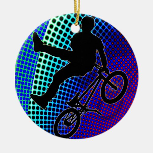 BMX on Fractal Movie Marquee Ceramic Ornament