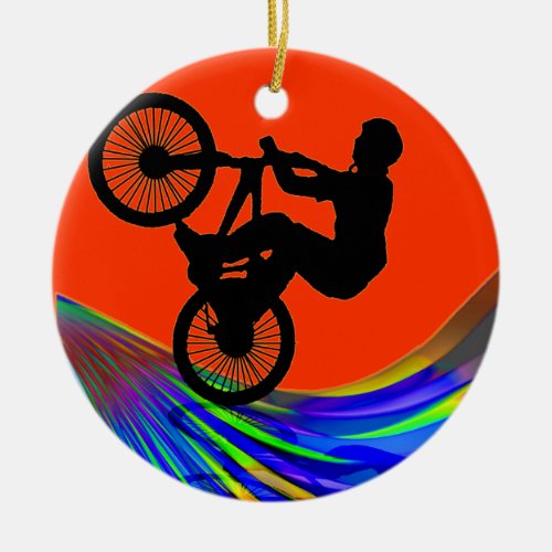 BMX on Rainbow Road Ceramic Ornament