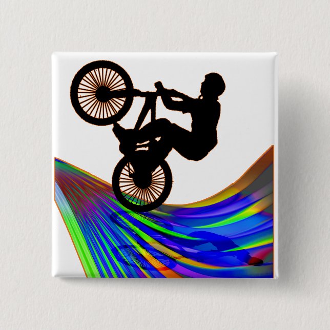 BMX on Rainbow Road Pinback Button (Front)