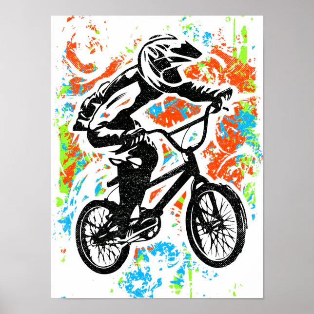 Bmx Poster - Colorful Bmx Bike Poster Print | Zazzle