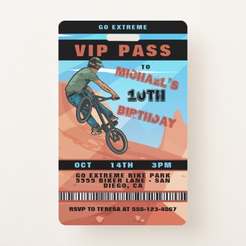 BMX Racing BIke Birthday Invitaiton Badge