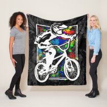 Bmx Racing - Cool Bmx Fleece Blanket Grunge