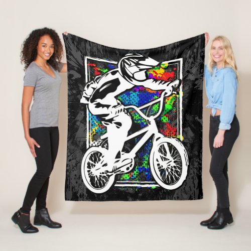 Bmx Racing _ Cool Bmx Fleece Blanket Grunge 