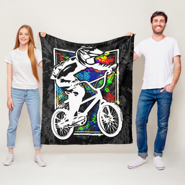 Bmx Racing - Cool Bmx Fleece Blanket Grunge  (In Situ)