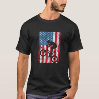 BMX Rider American Flag Rider 4th Of July Men Boy T-Shirt