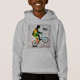 BMX Rider in Abstract Paint Splatters SQ WITH TEXT Hoodie