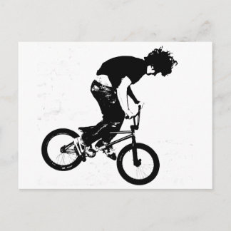 BMX Rider in Black and White Postcard
