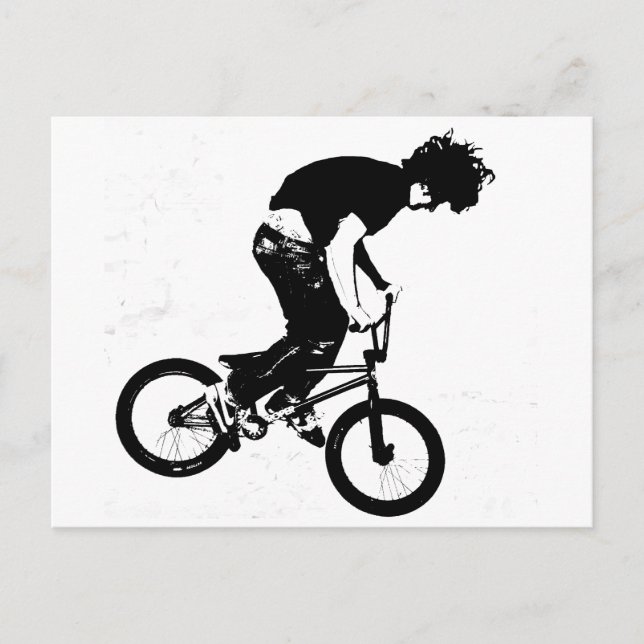 BMX Rider in Black and White Postcard (Front)