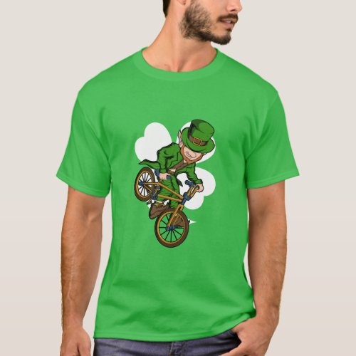 BMX Rider Leprechaun St Patricks Day BMX Bike  T_Shirt