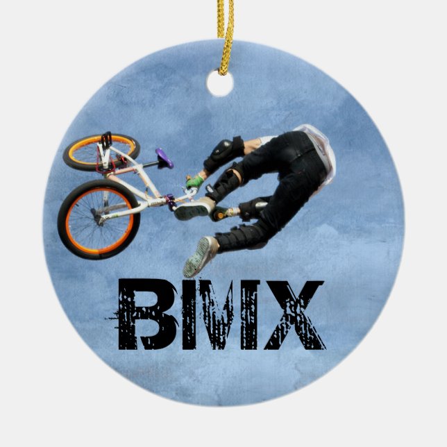 BMX Rules Christmas Ornament, Copyright Karen J Wi Ceramic Ornament (Front)