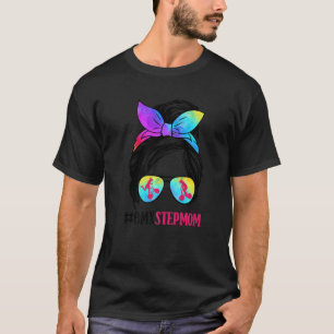 BMX Stepmom Messy Bun Hair Glasses BMX Mom Life T-Shirt