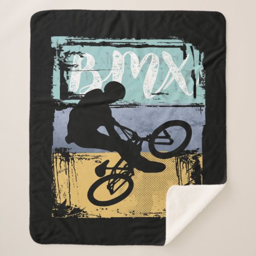 BMX Tee _ Vintage Retro BMX Bike Rider Sherpa Blanket