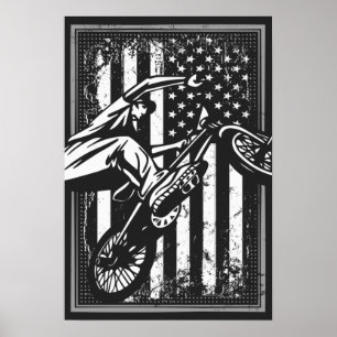 Bmx Usa - American Flag - Bmx Poster