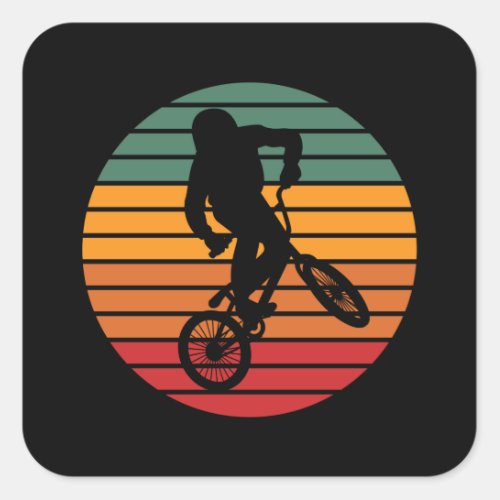 BMX Vintage Freestyle Sport Cycling Fun Bike Gift Square Sticker