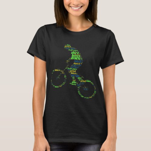 Bmx word cloud bike freestyle BMX stunt bike deser T_Shirt