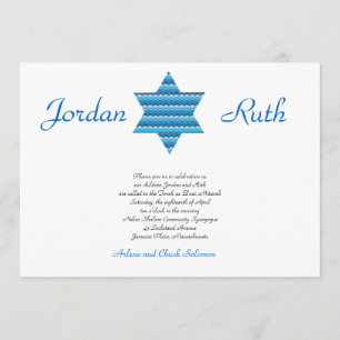 B'Nai Mitzvah Invitation Jewish Star David Twins
