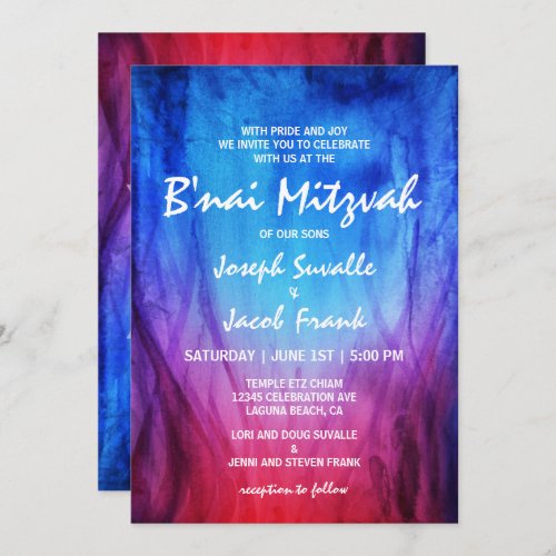 Bnai Mitzvah Invitations  Blue Red  Fire Ice