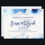 B'NAI MITZVAH INVITE hand lettered blue watercolor<br><div class="desc">by kat massard >>> kat@simplysweetPAPERIE.com <<< A super cool & modern invitation design for your children''s B'NAI MITZVAH TIP :: 1. To change/move graphics & fonts and add more text - hit the "customise it" button. - - - - - - - - - - - - - - -...</div>