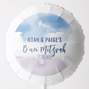 B'NEI MITZVAH SEAL modern purple blue watercolor Balloon